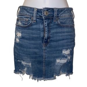 American eagle Juniors Size 00 Distressed Denim Hi-rise Mini Skirt
